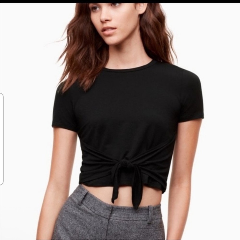 Aritzia Wilfred Black Tie-Front Women's Top